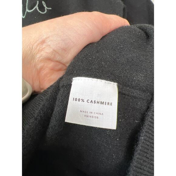 NEW Lingua Franca Cashmere Short Sleeve Pullover Embroidered Top Black Size: XL - Picture 4 of 5